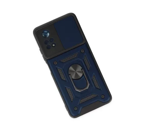 Xiaomi Poco X4 Pro 5G Kılıf Pars Lens Yüzüklü Silikon - Lacivert