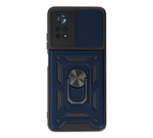 Xiaomi Poco X4 Pro 5G Kılıf Pars Lens Yüzüklü Silikon - Lacivert