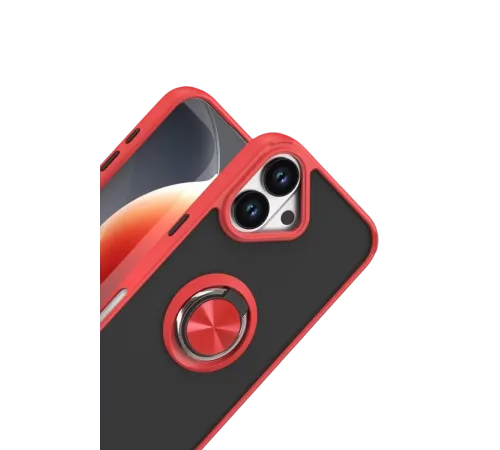 Apple iPhone 17 Montreal Yüzüklü Silikon Kapak - Kırmızı