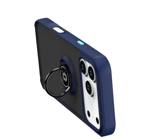 Apple iPhone 17 Pro Montreal Yüzüklü Silikon Kapak - Lacivert