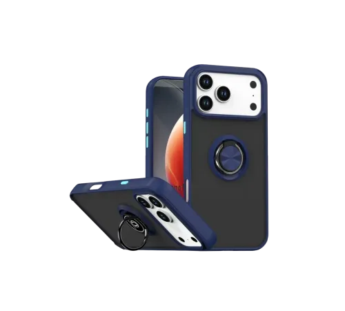 Apple iPhone 17 Pro Montreal Yüzüklü Silikon Kapak - Lacivert