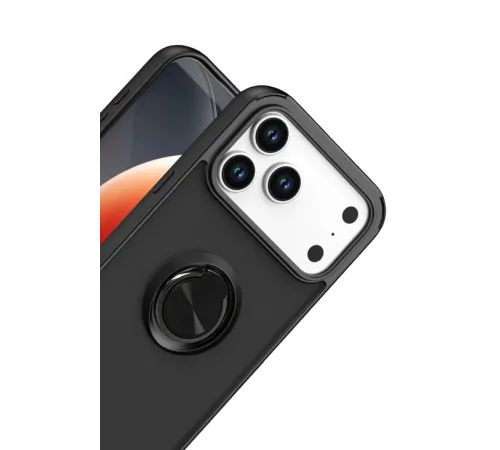 Apple iPhone 17 Pro Montreal Yüzüklü Silikon Kapak - Siyah