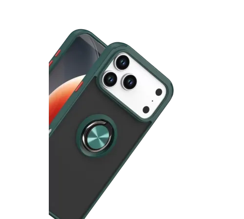 Apple iPhone 17 Pro Montreal Yüzüklü Silikon Kapak - Yeşil