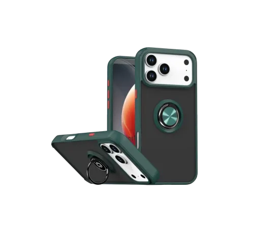 Apple iPhone 17 Pro Montreal Yüzüklü Silikon Kapak - Yeşil