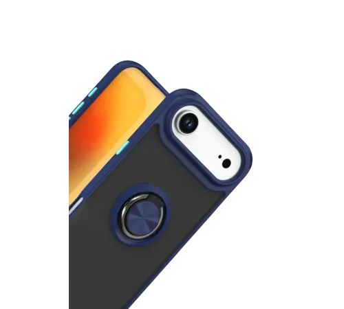 Apple iPhone 17 Air Montreal Yüzüklü Silikon Kapak - Lacivert