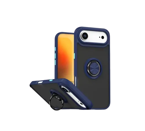 Apple iPhone 17 Air Montreal Yüzüklü Silikon Kapak - Lacivert