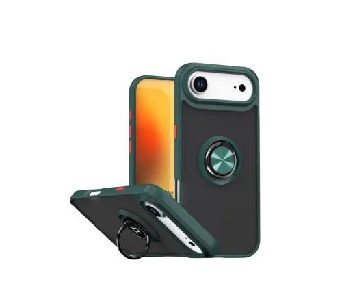 Apple iPhone 17 Air Montreal Yüzüklü Silikon Kapak - Yeşil