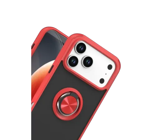 Apple iPhone 17 Pro Max Montreal Yüzüklü Silikon Kapak - Kırmızı