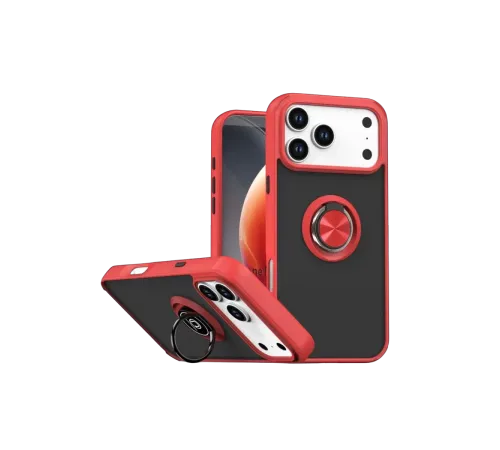 Apple iPhone 17 Pro Max Montreal Yüzüklü Silikon Kapak - Kırmızı