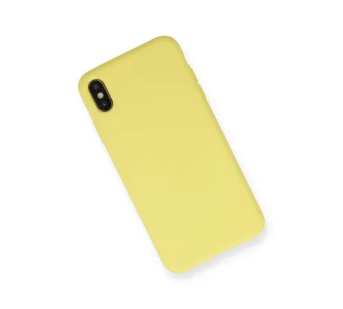 Apple iPhone XS Max Kılıf Nano içi Kadife Silikon - Mat Sarı