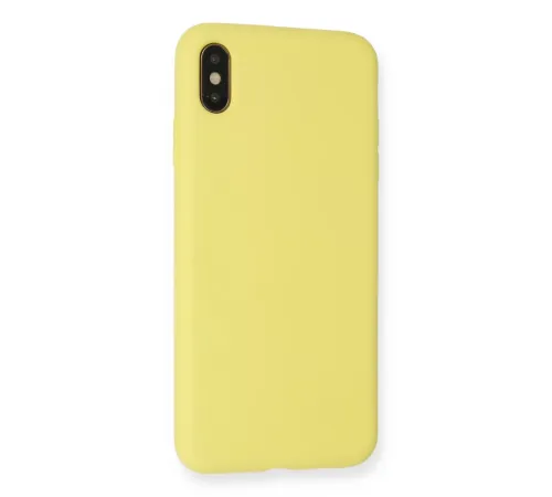 Apple iPhone XS Max Kılıf Nano içi Kadife Silikon - Mat Sarı