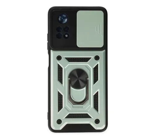 Xiaomi Poco X4 Pro 5G Kılıf Pars Lens Yüzüklü Silikon - Yeşil
