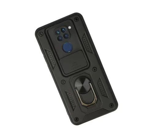 Xiaomi Redmi Note 9 Kılıf Pars Lens Yüzüklü Silikon - Siyah