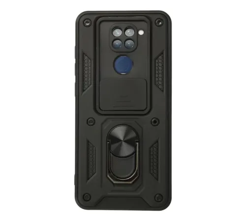 Xiaomi Redmi Note 9 Kılıf Pars Lens Yüzüklü Silikon - Siyah