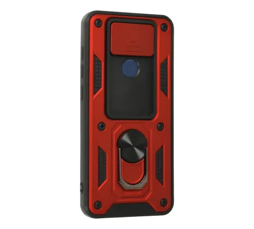 Xiaomi Redmi Note 9 Kılıf Pars Lens Yüzüklü Silikon - Kırmızı