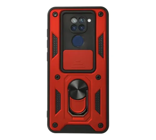 Xiaomi Redmi Note 9 Kılıf Pars Lens Yüzüklü Silikon - Kırmızı