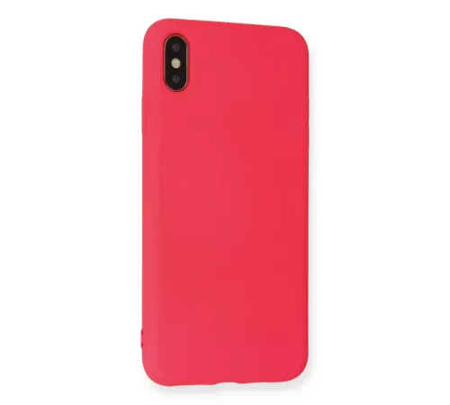 Apple iPhone XS Max Kılıf Nano içi Kadife Silikon - Koyu Pembe
