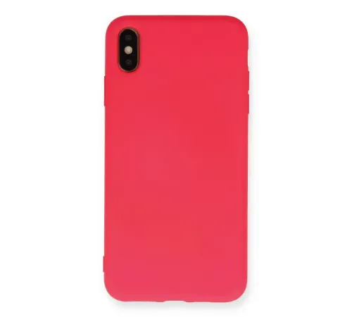 Apple iPhone XS Max Kılıf Nano içi Kadife Silikon - Koyu Pembe