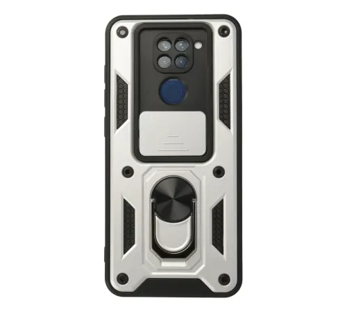 Xiaomi Redmi Note 9 Kılıf Pars Lens Yüzüklü Silikon - Gümüş