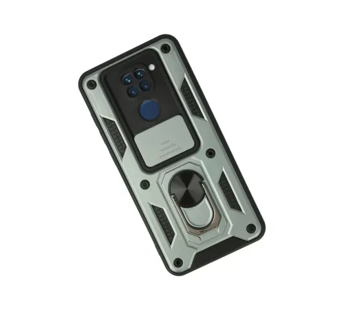 Xiaomi Redmi Note 9 Kılıf Pars Lens Yüzüklü Silikon - Yeşil