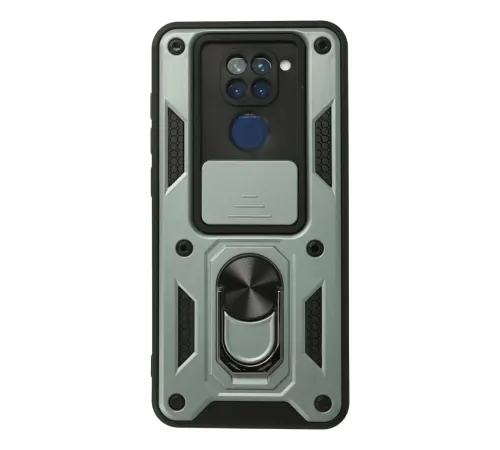 Xiaomi Redmi Note 9 Kılıf Pars Lens Yüzüklü Silikon - Yeşil