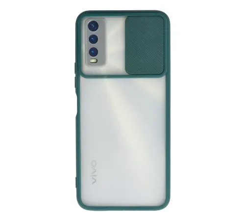 Vivo Y11S Kılıf Palm Buzlu Kamera Sürgülü Silikon - Yeşil