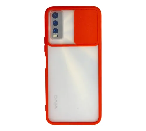 Vivo Y11S Kılıf Palm Buzlu Kamera Sürgülü Silikon - Kırmızı