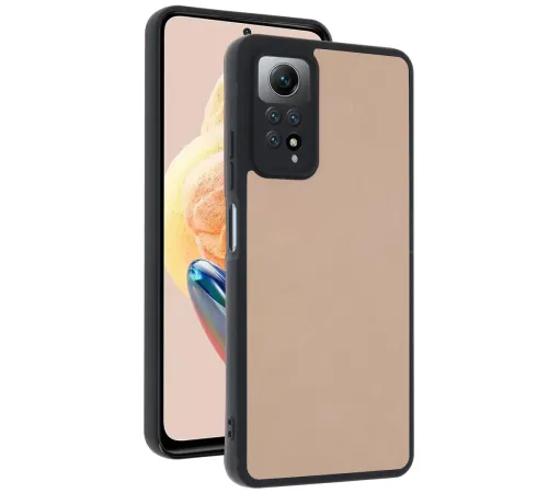 Xiaomi Redmi Note 12 Pro 4G Kılıf Aras Deri Kapak - Pudra