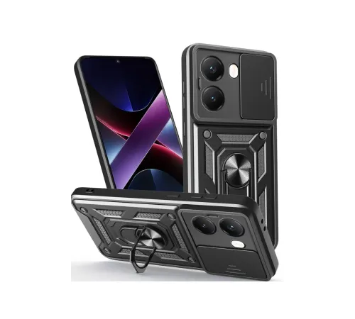 Xiaomi Poco X7 Pro Kılıf Pars Lens Yüzüklü Silikon - Siyah