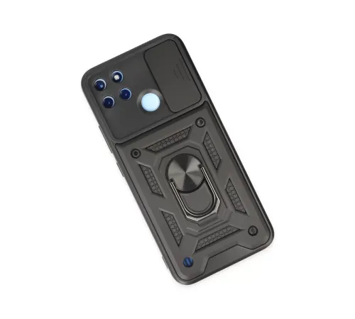 Realme C25Y Kılıf Pars Lens Yüzüklü Silikon - Siyah