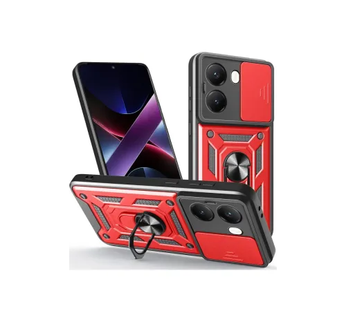 Xiaomi Poco X7 Pro Kılıf Pars Lens Yüzüklü Silikon - Kırmızı