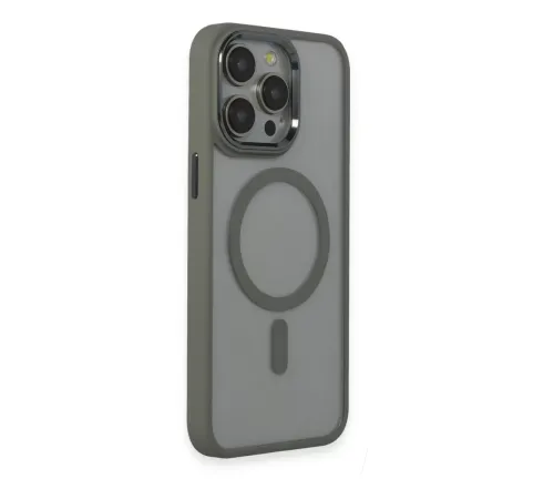 Apple iPhone 15 Pro Max Kılıf Room Magneticsafe Silikon - Gri