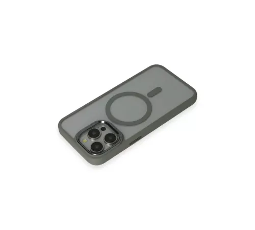 Apple iPhone 15 Pro Max Kılıf Room Magneticsafe Silikon - Gri