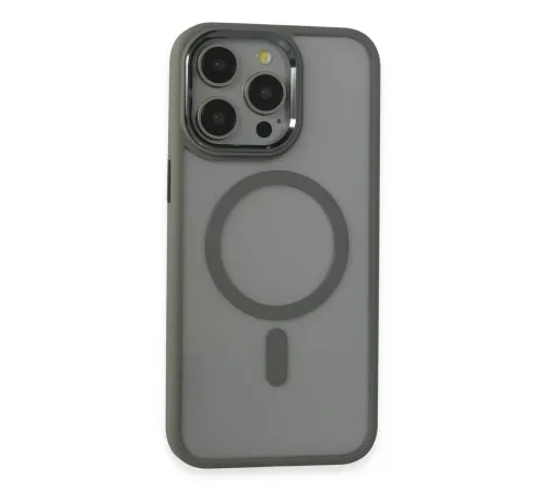 Apple iPhone 15 Pro Max Kılıf Room Magneticsafe Silikon - Gri