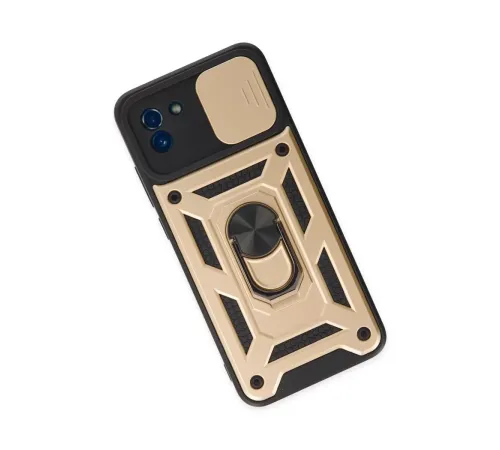 Samsung Galaxy A03 Kılıf Pars Lens Yüzüklü Silikon - Gold