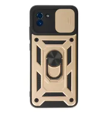 Samsung Galaxy A03 Kılıf Pars Lens Yüzüklü Silikon - Gold