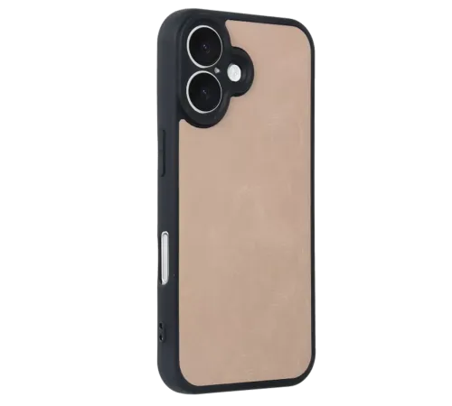 Apple iPhone 16 Kılıf Aras Deri Kapak - Pudra