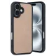 Apple iPhone 16 Kılıf Aras Deri Kapak - Pudra