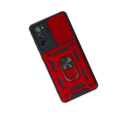 Samsung Galaxy S20 FE Kılıf Pars Lens Yüzüklü Silikon - Kırmızı