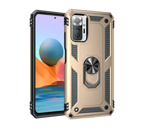 Xiaomi Redmi Note 10 Pro Kılıf Sofya Yüzüklü Silikon Kapak - Gold