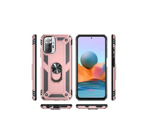 Xiaomi Redmi Note 10 Pro Kılıf Sofya Yüzüklü Silikon Kapak - Rose