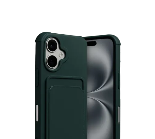 Apple iPhone 17 Kelvin Kartvizitli Silikon - Koyu Yeşil