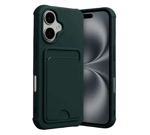 Apple iPhone 17 Kelvin Kartvizitli Silikon - Koyu Yeşil