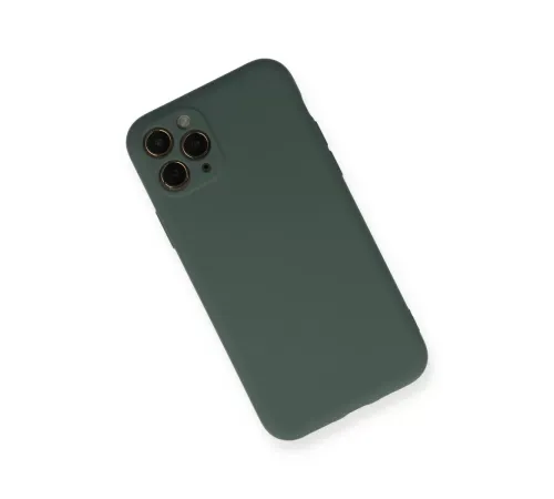 Apple iPhone 11 Pro Kılıf Nano içi Kadife Silikon - Koyu Yeşil