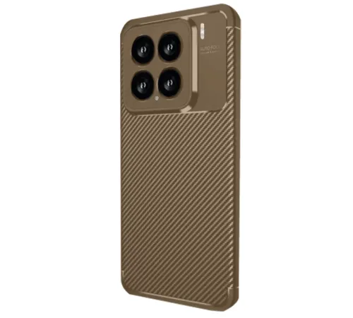 Xiaomi Mi 15 Kılıf Auto Focus Karbon Kapak - Kahverengi
