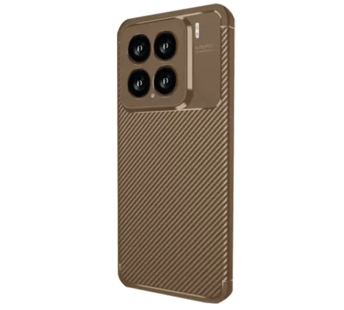 Xiaomi Mi 15 Kılıf Auto Focus Karbon Kapak - Kahverengi