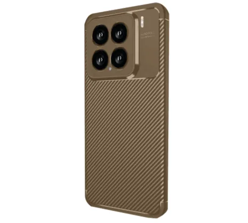 Xiaomi Mi 15 Kılıf Auto Focus Karbon Kapak - Kahverengi