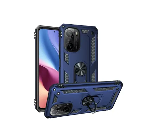 Xiaomi Poco F3 Kılıf Sofya Yüzüklü Silikon Kapak - Lacivert