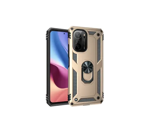 Xiaomi Poco F3 Kılıf Sofya Yüzüklü Silikon Kapak - Gold