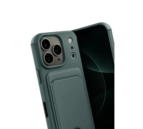 Apple iPhone 17 Pro Kelvin Kartvizitli Silikon - Koyu Yeşil